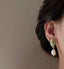 Enamel Leaf Baroque Pearl Dangle Earrings