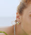 Elegant gold-plated pear-shaped earrings with diamond accents, evoking the lush beauty of a fruitful harvest.