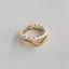 Gold Wavy Pearl Open Ring Lustrous Embrace
