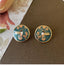 Hand-Painted Hummingbird Enamel Earrings - Real Gold Plated with Sterling Silver Posts