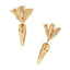A set of gold vermeil earrings featuring elegant pineapples and carrots with intricate designs.