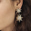 Starburst Dangle Earrings, Eight-pointed star Earrings , Sterling Silver, Cute, Gold, Starry Night