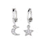 Moon Star Hoop Earrings 925 Sterling Silver