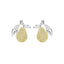 Elegant gold-plated pear-shaped earrings with diamond accents, evoking the lush beauty of a fruitful harvest.