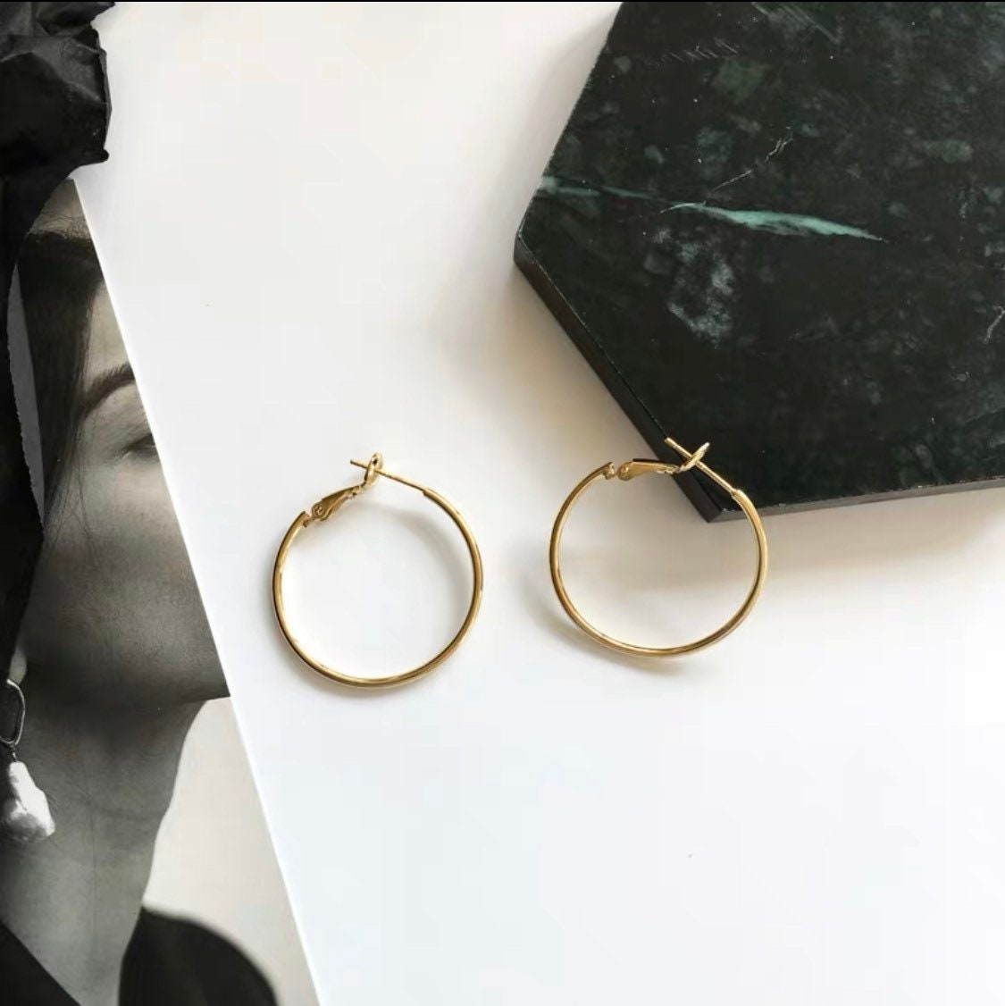 Gold Hoop Earrings, Simple gold hoops, Heavy Gold Plated over Sterling Silver, 18K, 25mm, 30mm, 40mm, 60mm, Minimalism