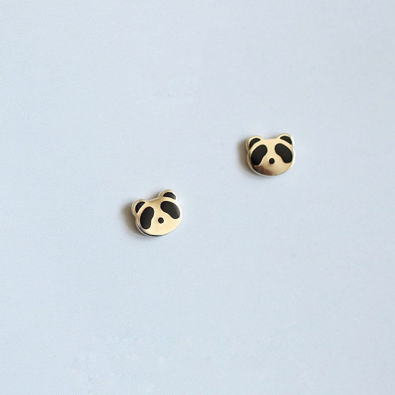 Tiny Panda Earrings, Sterling Silver, S925