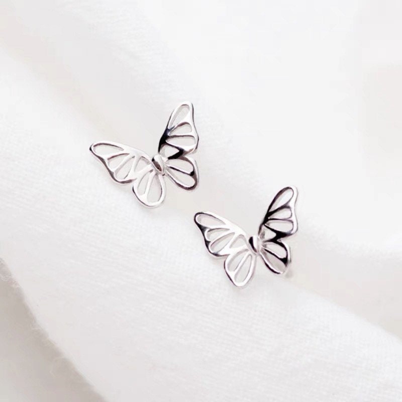 Tiny Butterfly Earrings, Sterling Silver, Gifts for kids, Cutest, Delicate