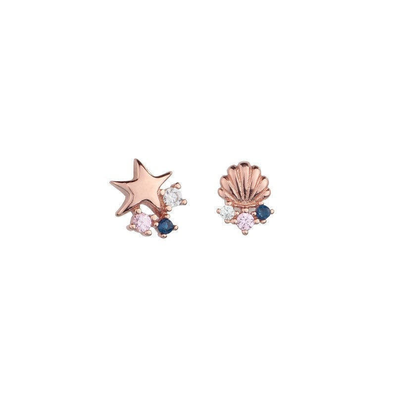 Starfish earrings , Sea star studs, Seashells, Scallops, Rose gold studs,  Sterling Silver, Sapphire, S925, Dainty, Gift for her