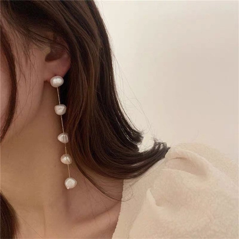 Real Freshwater Dangle Pearl Earrings