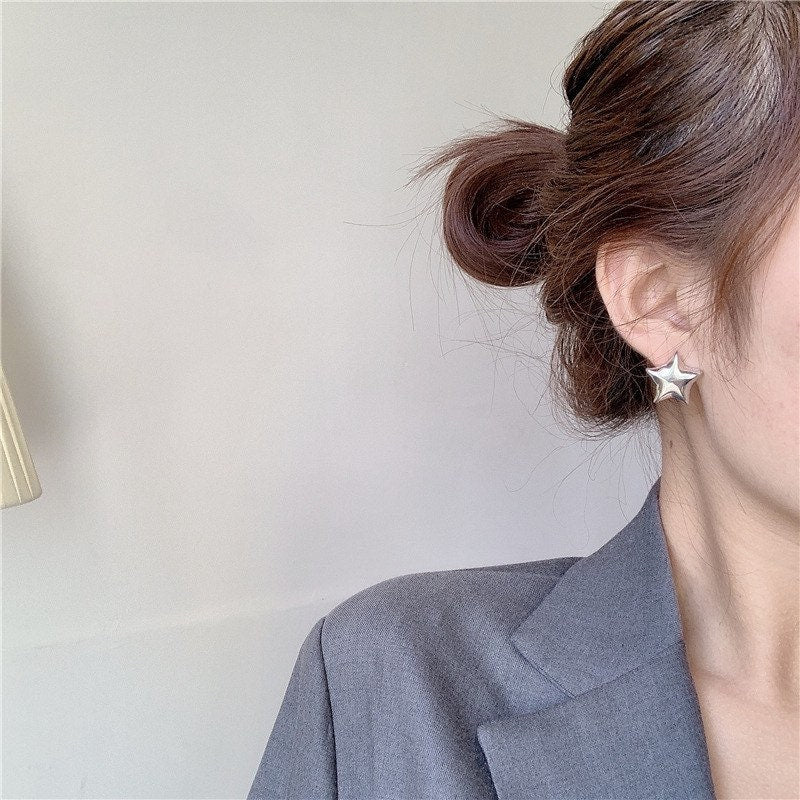 Simple silver earrings l Cute