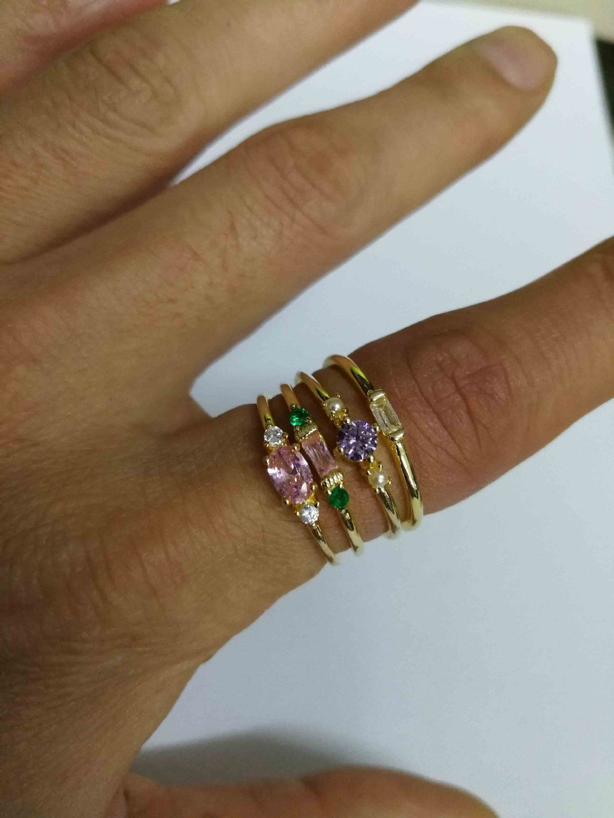 Minimalist Stackable Rings Skinny stackable rings |Boho stacking ring | Minimalist| Emerald – A.M ...