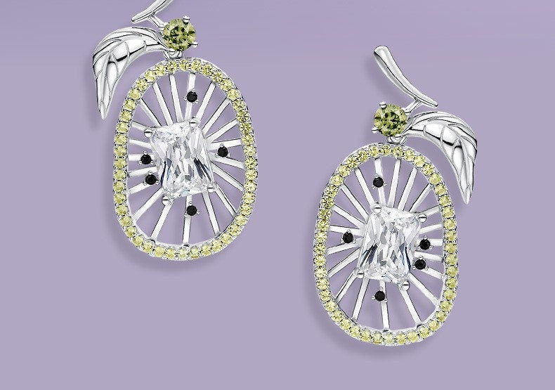 Diamond kiwi earrings