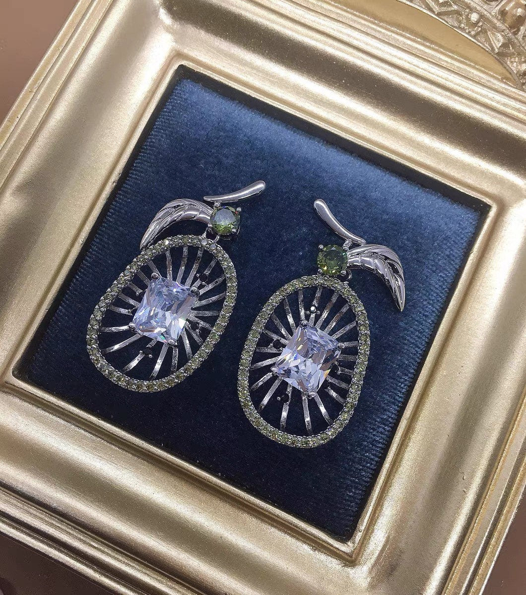 Diamond kiwi earrings